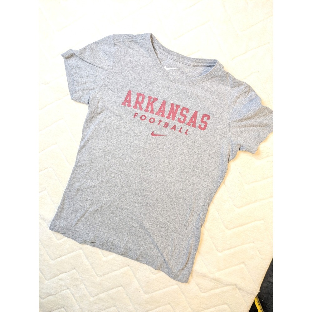Nike Arkansas Football T-Shirt Gray Red Graphic Slim Fit Large L Mens Womens